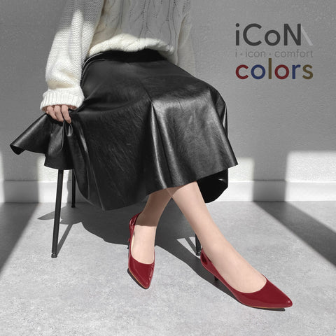 Basic Item SALE10%OFF：2024AW：iCoN COLORS：ポインテッドトゥ エナメル パンプス（C57171）ワインE/mamian（マミアン）