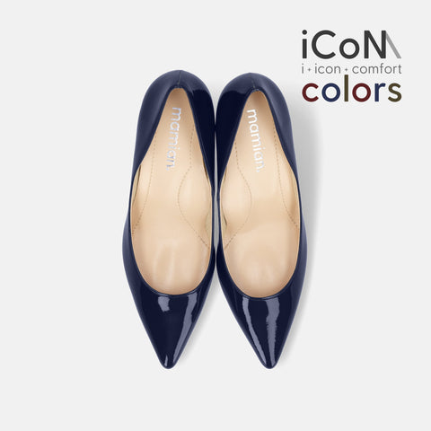 Basic Item SALE10%OFF：2024AW：iCoN COLORS：ポインテッドトゥ エナメル パンプス（C76531）クラシックネイビー/mamian（マミアン）