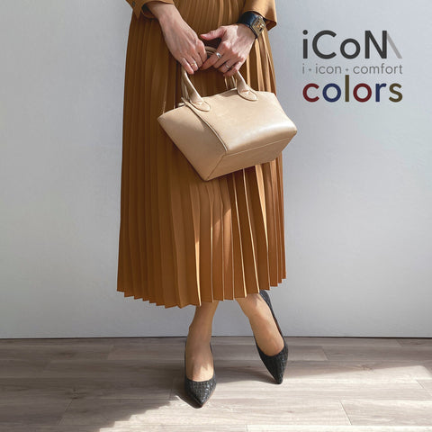 2024AW：iCoN COLORS：ポインテッドトゥ クロコ型押し パンプス（C76534）チャコールCR/mamian（マミアン）