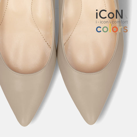 2025SS：iCoN COLORS：ポインテッドトゥ スムース パンプス（C57173）グレージュ/mamian（マミアン）