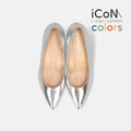 15%OFF：2025SS：iCoN COLORS：ポインテッドトゥ スムース パンプス（C57173）シルバー/mamian（マミアン）