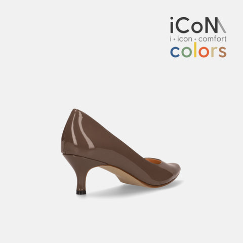 15%OFF：2025SS：iCoN COLORS：ポインテッドトゥ エナメル パンプス（C57171）ダークグレージュE/mamian（マミアン）
