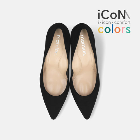 20%OFF：2025AW：iCoN COLORS：ポインテッドトゥ スエード パンプス（C76532）ブラックS/mamian（マミアン）