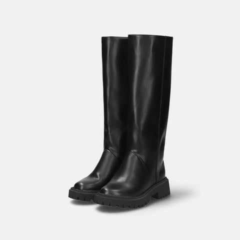 予約：2025AW：ラウンドトゥ ロングブーツ（m100013）ブラック/mamian（マミアン）