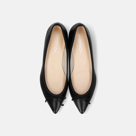 2026SSBI：ポインテッドトゥ フラット バレエシューズ（1333）ブラック/mamian（マミアン）