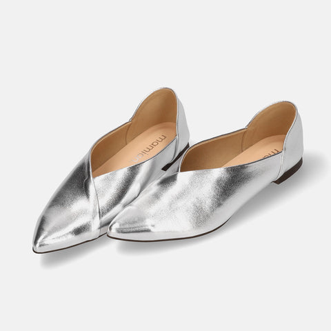 Out of stock 2024SSBI: Pointed toe flat babouche (137) Silver