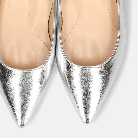 2025AW：iCoN COLORS：ポインテッドトゥ スムース フラットシューズ（C20143）シルバー/mamian（マミアン）