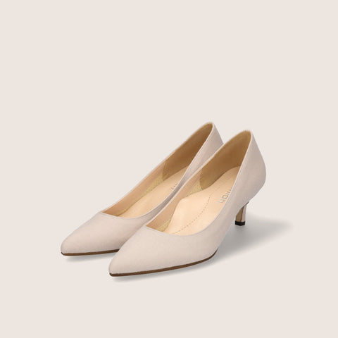 iCoN COLORS：ポインテッドトゥ リネン パンプス（C57175）グレージュL/mamian（マミアン）