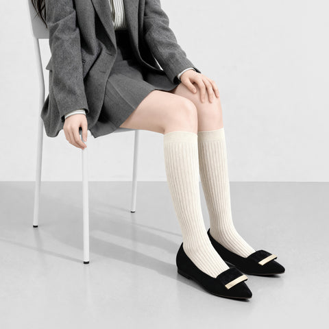 2025AW：アクセントバックル フラットシューズ（m17006）ブラックS/mamian（マミアン）