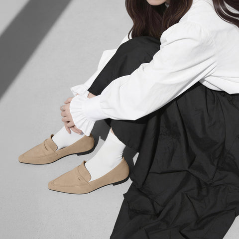 予約：2026SS：スクエアトゥローファー（m18016）ベージュS/mamian（マミアン）