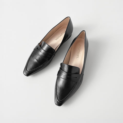 予約：2026SS：スクエアトゥローファー（m18016）ブラック