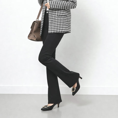 2025AW：ポインテッドトゥ バックル パンプス（m55224）ブラック/mamian（マミアン）