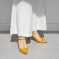 30%OFF：2025SS：Tストラップ パンプス 7cmヒール（m72003）マスタード/mamian（マミアン）
