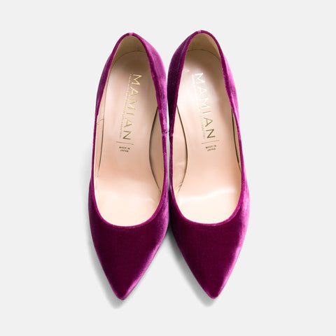 50%OFF：ベルベット調 ハイヒール パンプス（961aw1-ag）グレープベルベット/mamian（マミアン）