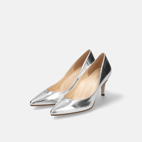 10% OFF: 2024SS: iCoN COLORS: Pointed Toe Smooth Pumps (C76533) Silver
