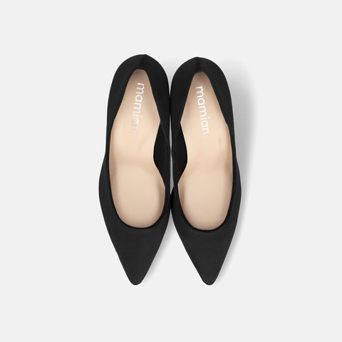 2025AW：ポインテッドトゥ スエードパンプス（S7610）ブラックS/mamian（マミアン）