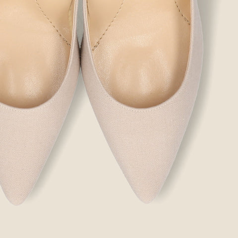 ラストワン50%OFF：iCoN COLORS：ポインテッドトゥ リネン パンプス（C76535）グレージュL/mamian（マミアン）