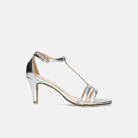 15% OFF: 2024SS: T-strap simple sandals (724) Silver