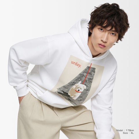 予約：urday【dog】アートワークスウェットプルパーカ（u-a-spk-0001-06）ホワイト