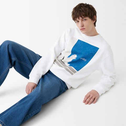 予約：urday【cat】アートワークスウェットシャツ（u-a-sw-0001-03）ホワイト