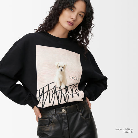 予約：urday【dog】アートワークスウェットシャツ（u-a-sw-0001-10）ブラック