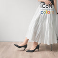 15%OFF：2025SS：iCoN COLORS：ポインテッドトゥ リネン パンプス（C76535）ブラックL/mamian（マミアン）